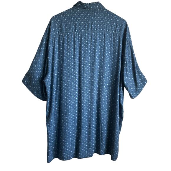 J Ferrar Mens Shirt XL Blue Geometric‎ Button Up Preppy Casual Office Travel - Picture 3 of 7